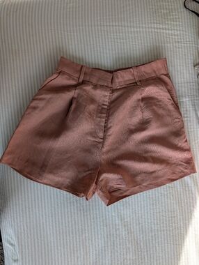 Women's High-Waist Linen Blend Shorts in Rose Rust | 6